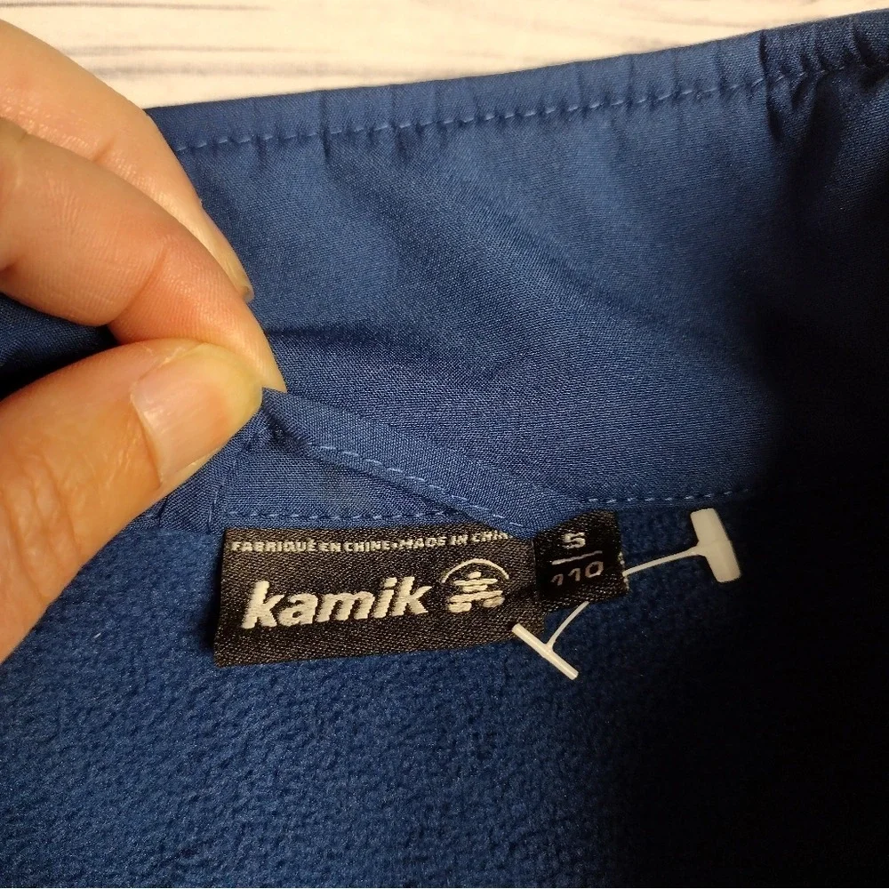 Kamik Kids Navy Blue Full Zip Softshell Jacket‎ Reflective Stripe Pink Trim Sz 5